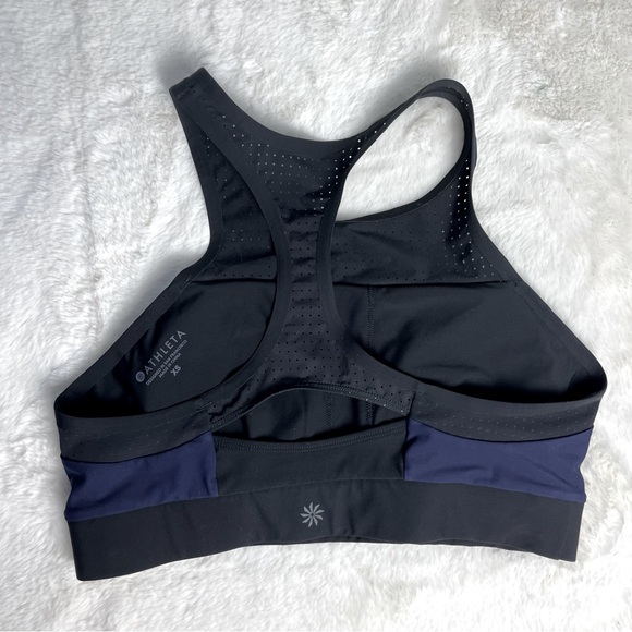 NWOT Athleta Swim Bonaire black and blue Med support UPF 50+ Bikini Top, XS - Picture 4 of 7
